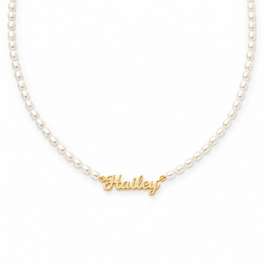 J'ador Paris Necklaces Long / Gold / 16 inch Pearl Name Necklace