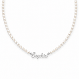 J'ador Paris Necklaces Long / Silver / 16 inch Pearl Name Necklace