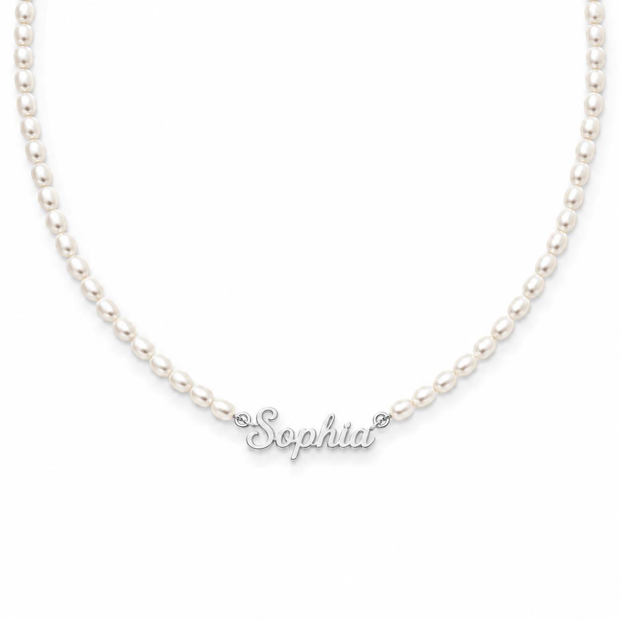 J'ador Paris Necklaces Long / Silver / 16 inch Pearl Name Necklace