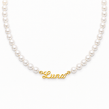 J'ador Paris Necklaces Round / Gold / 16 inch Pearl Name Necklace