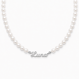 J'ador Paris Necklaces Round / Silver / 16 inch Pearl Name Necklace