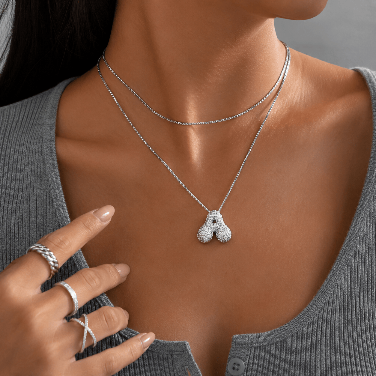 J'ador Paris Necklaces Sparkly Bubble Initial Necklace