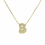 J'ador Paris Necklaces Gold / B Sparkly Bubble Initial Necklace