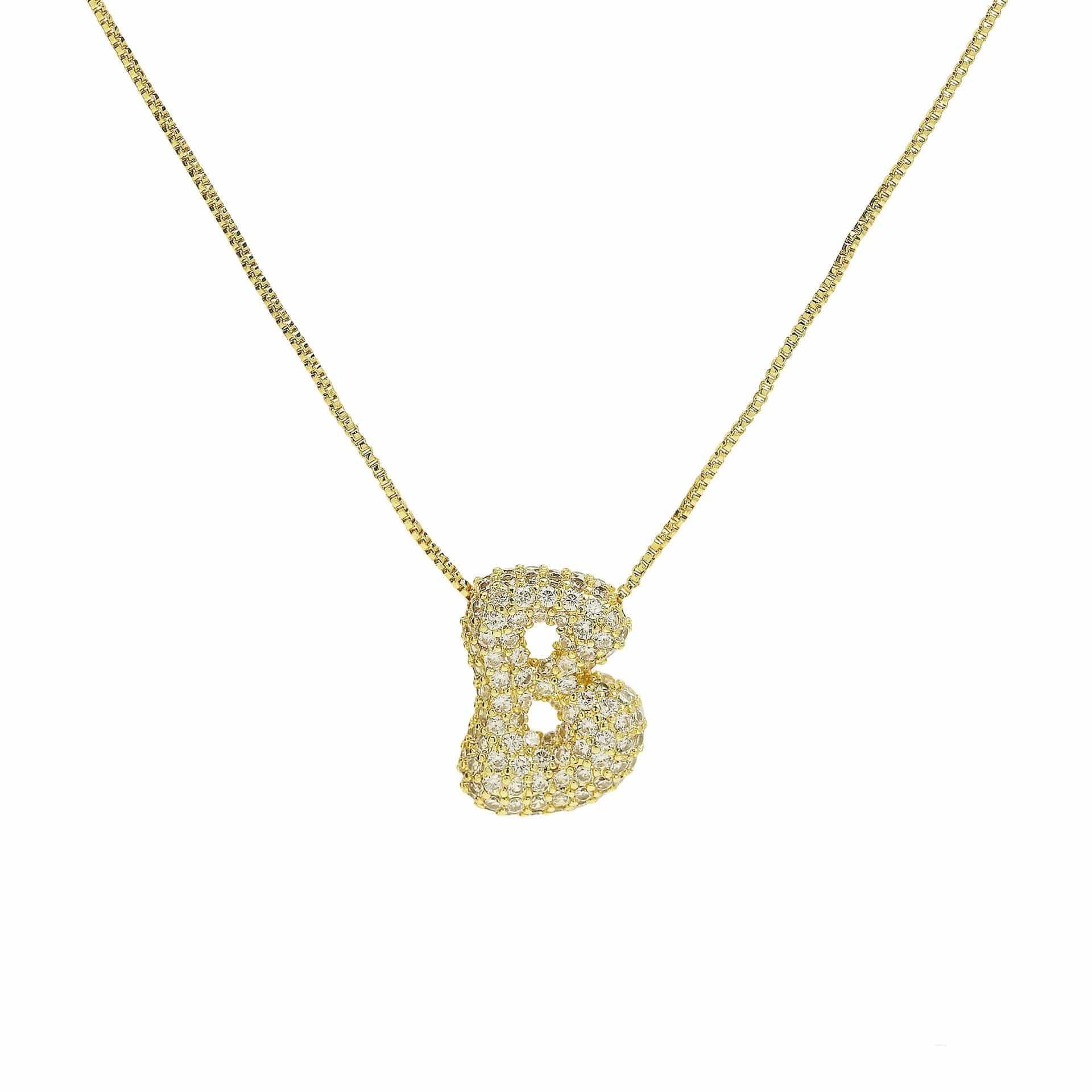 J'ador Paris Necklaces Gold / B Sparkly Bubble Initial Necklace