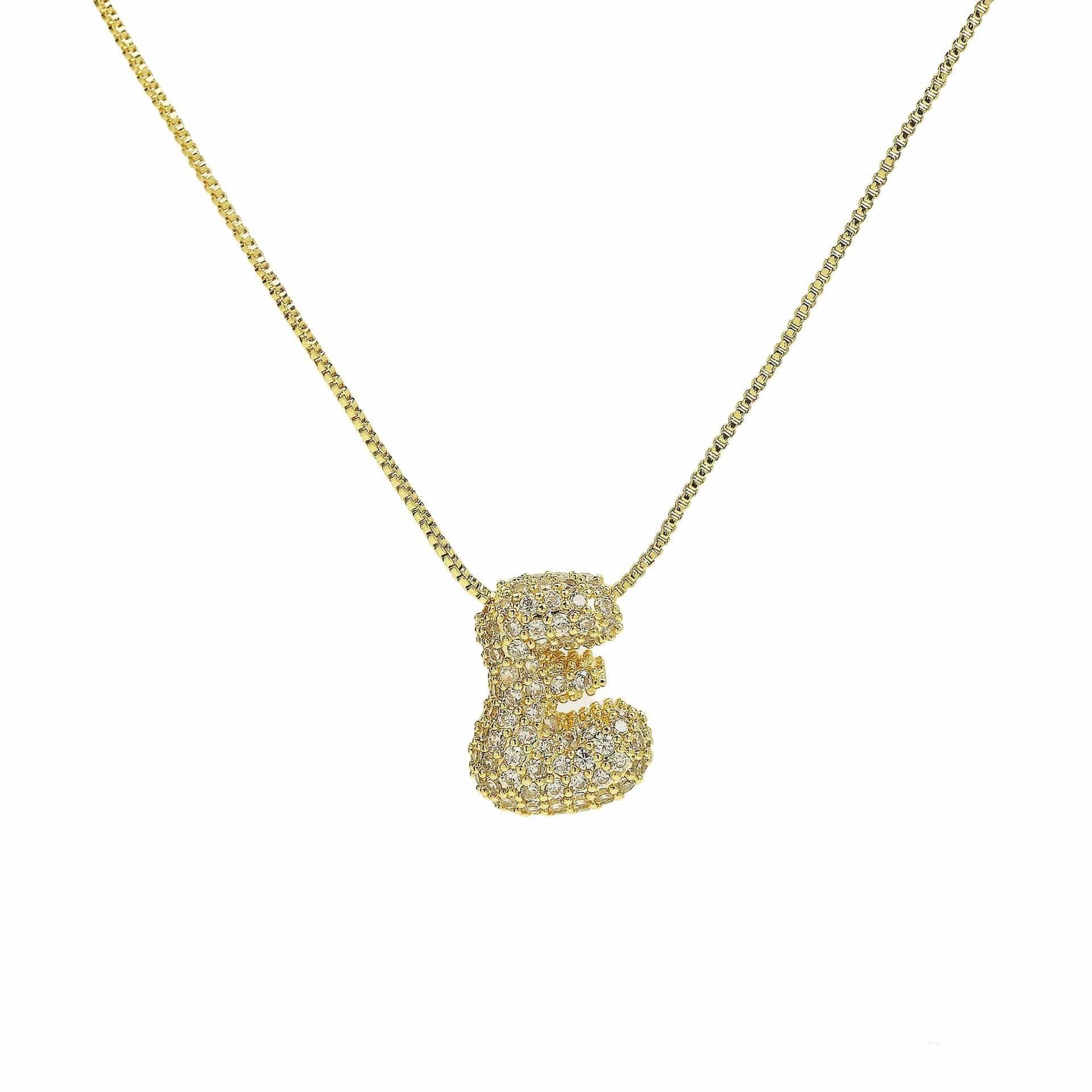 J'ador Paris Necklaces Gold / E Sparkly Bubble Initial Necklace