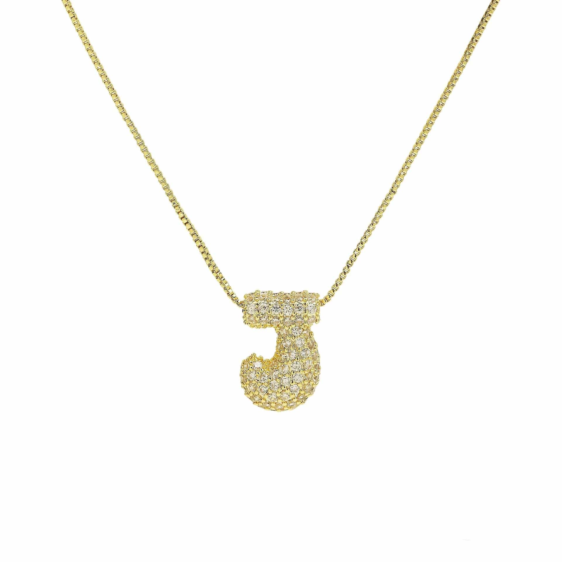 J'ador Paris Necklaces Gold / J Sparkly Bubble Initial Necklace