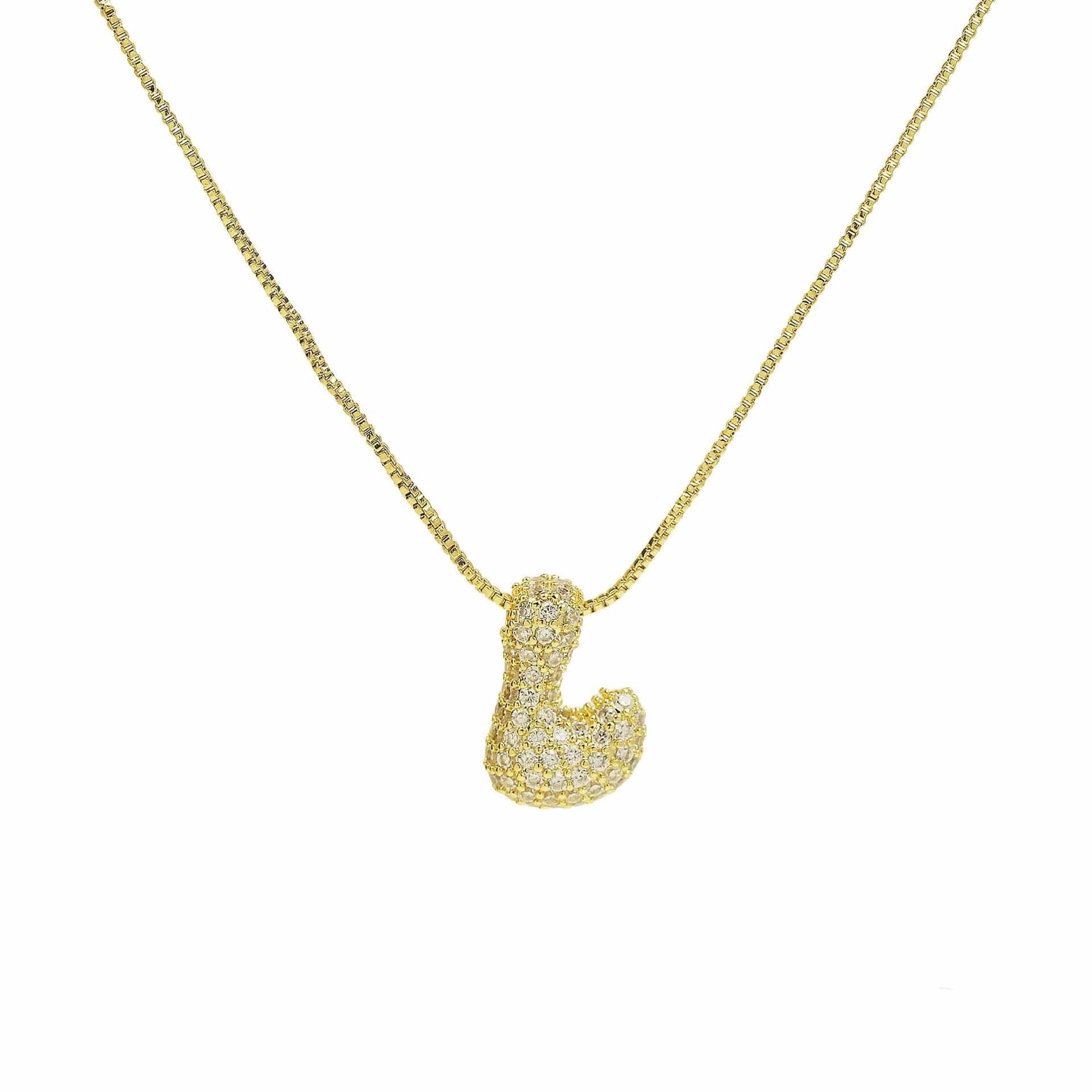 J'ador Paris Necklaces Gold / L Sparkly Bubble Initial Necklace