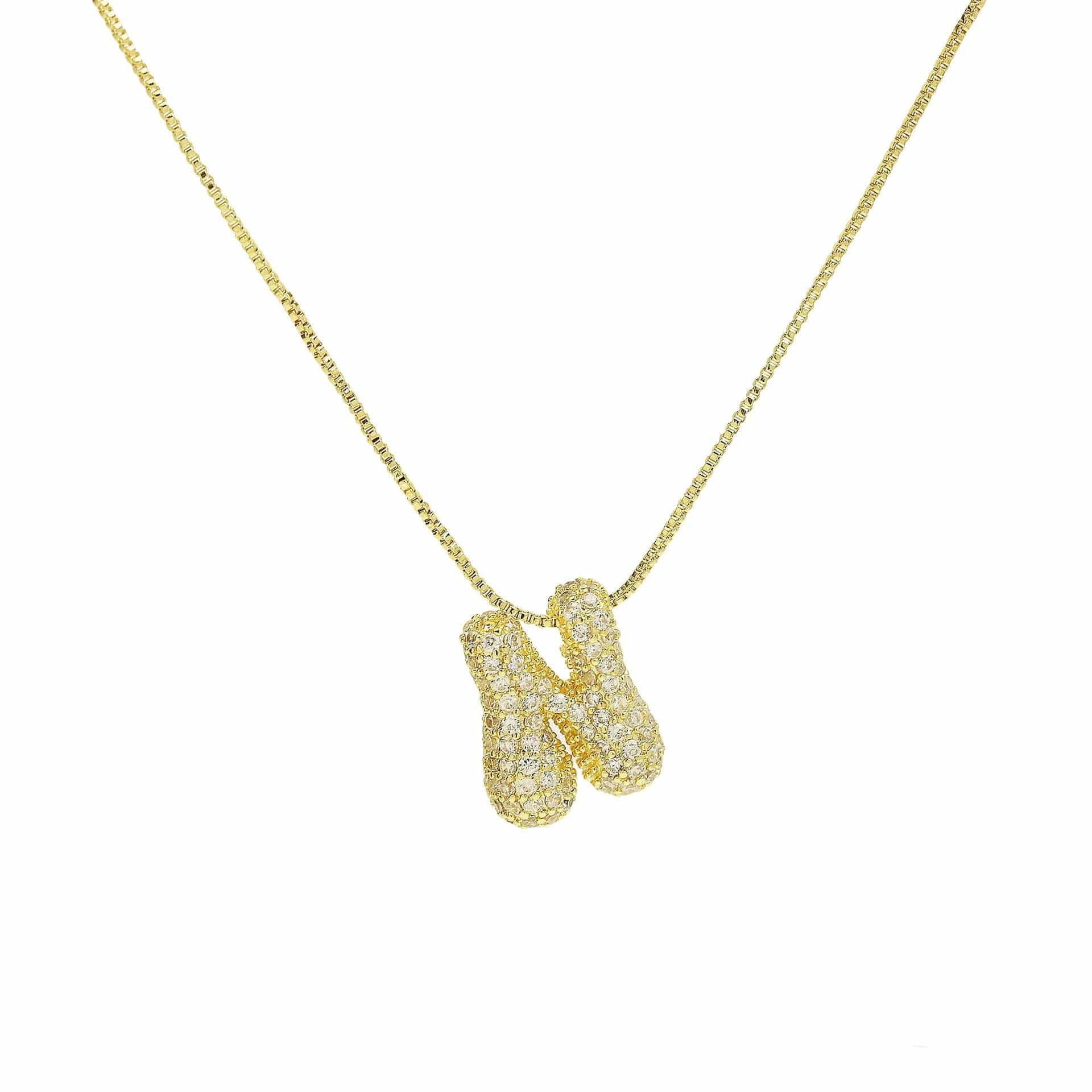 J'ador Paris Necklaces Gold / N Sparkly Bubble Initial Necklace