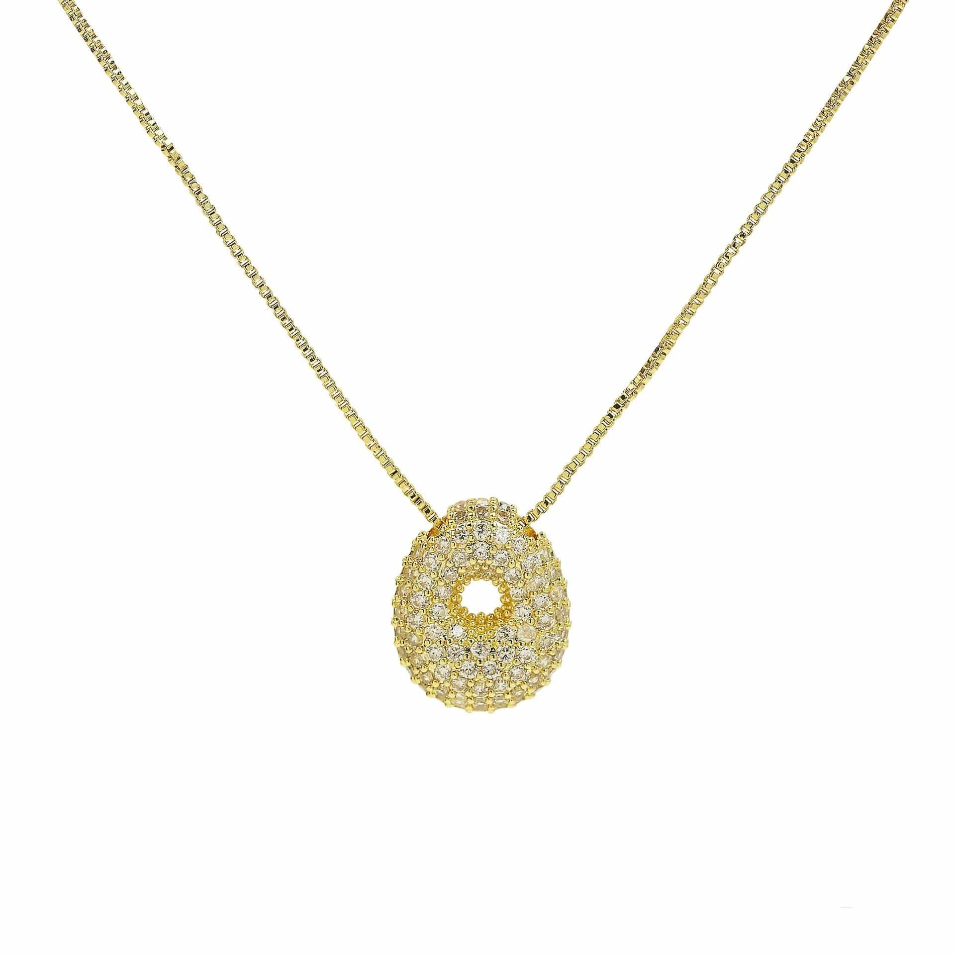 J'ador Paris Necklaces Gold / O Sparkly Bubble Initial Necklace