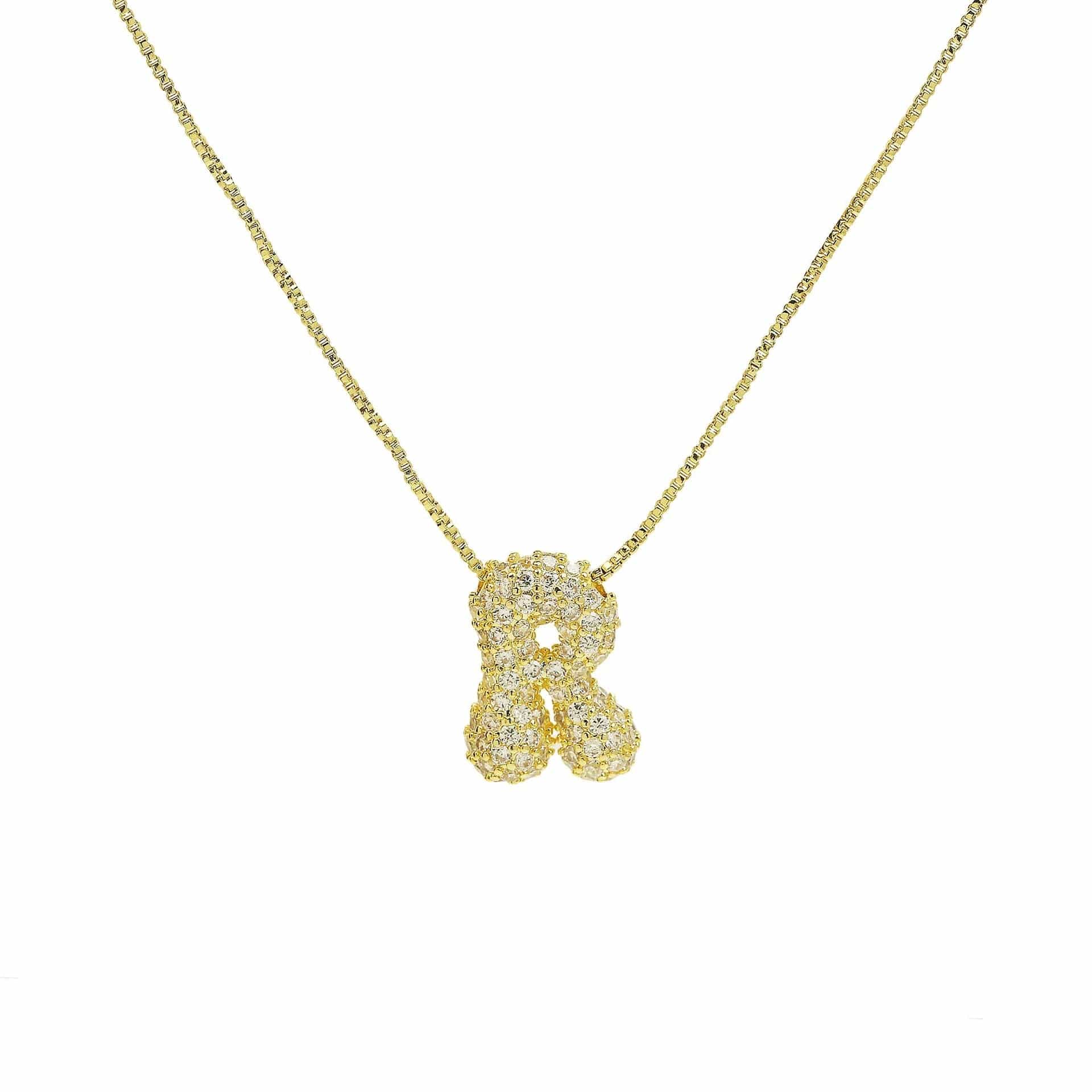 J'ador Paris Necklaces Gold / R Sparkly Bubble Initial Necklace