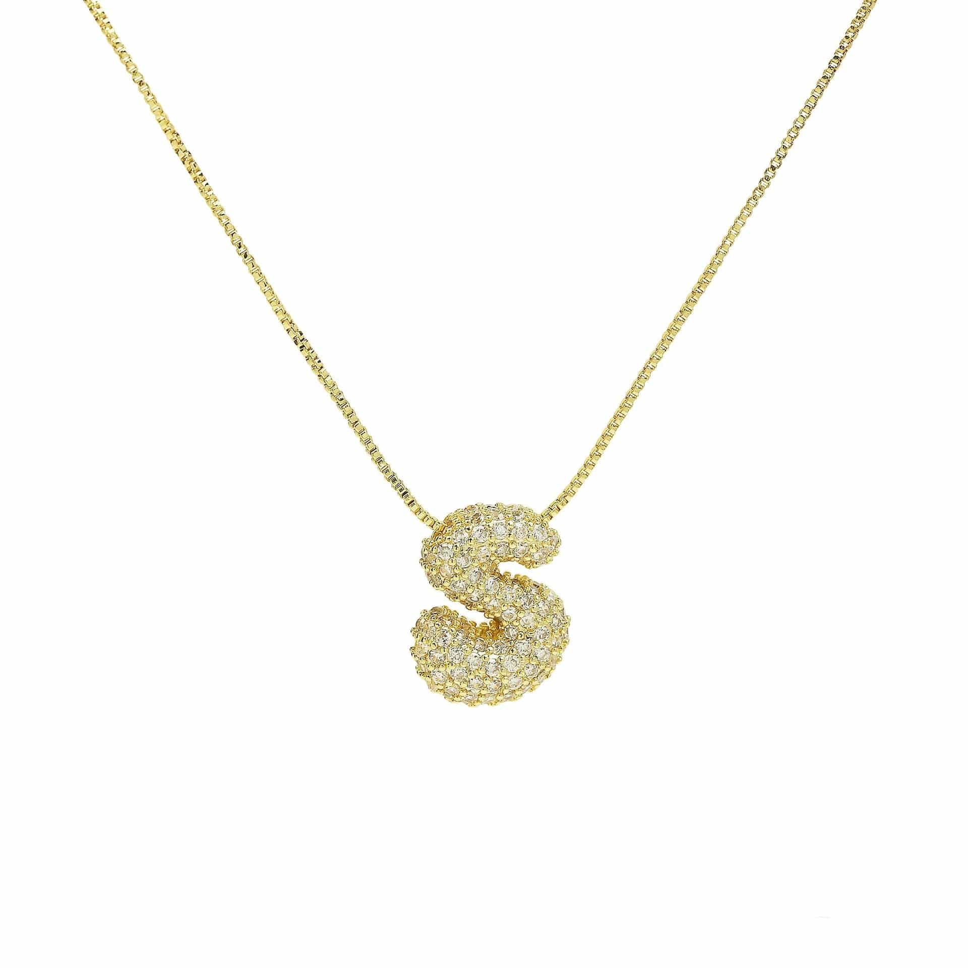 J'ador Paris Necklaces Gold / S Sparkly Bubble Initial Necklace
