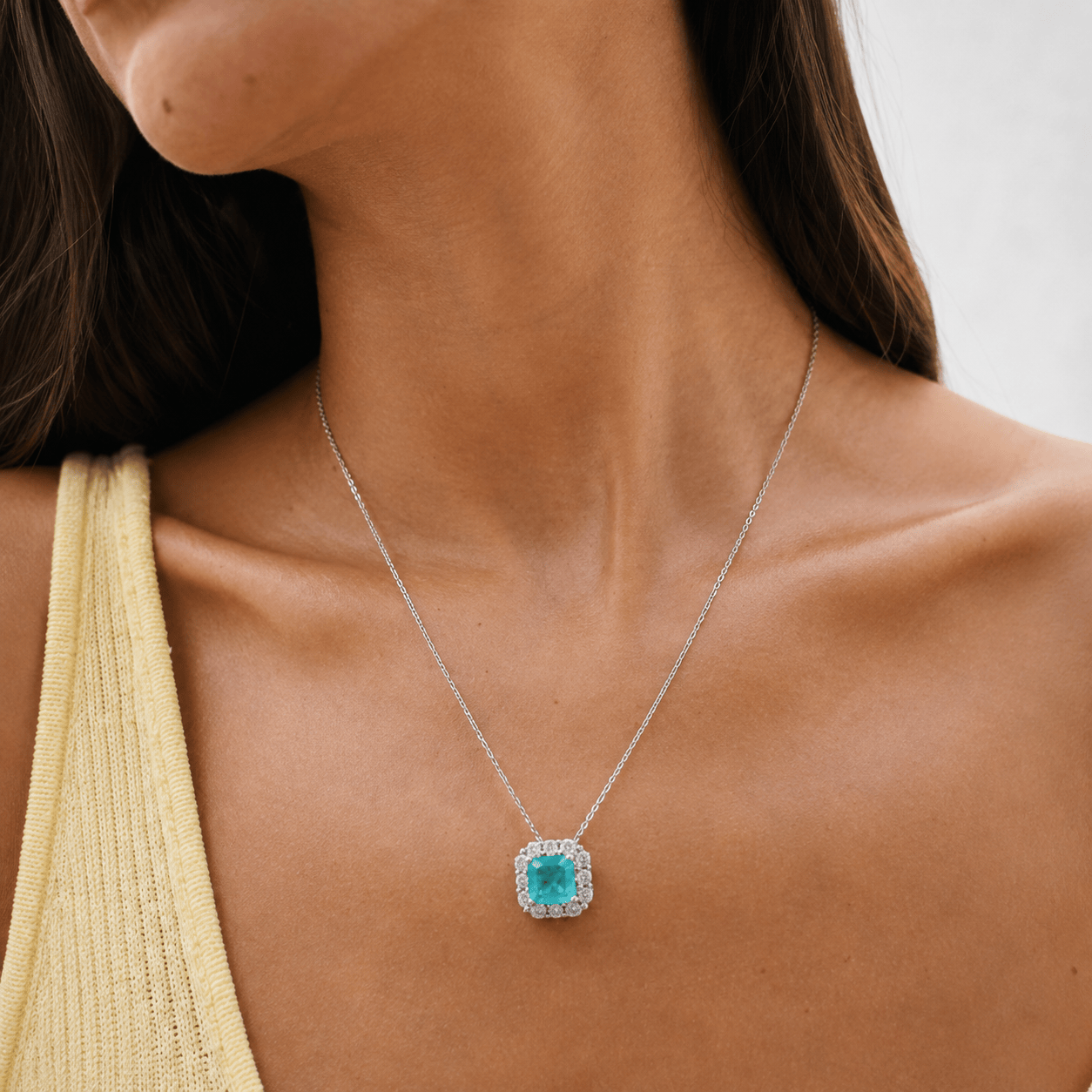 J'ador Paris Necklaces Square Paraiba Tourmaline Necklace