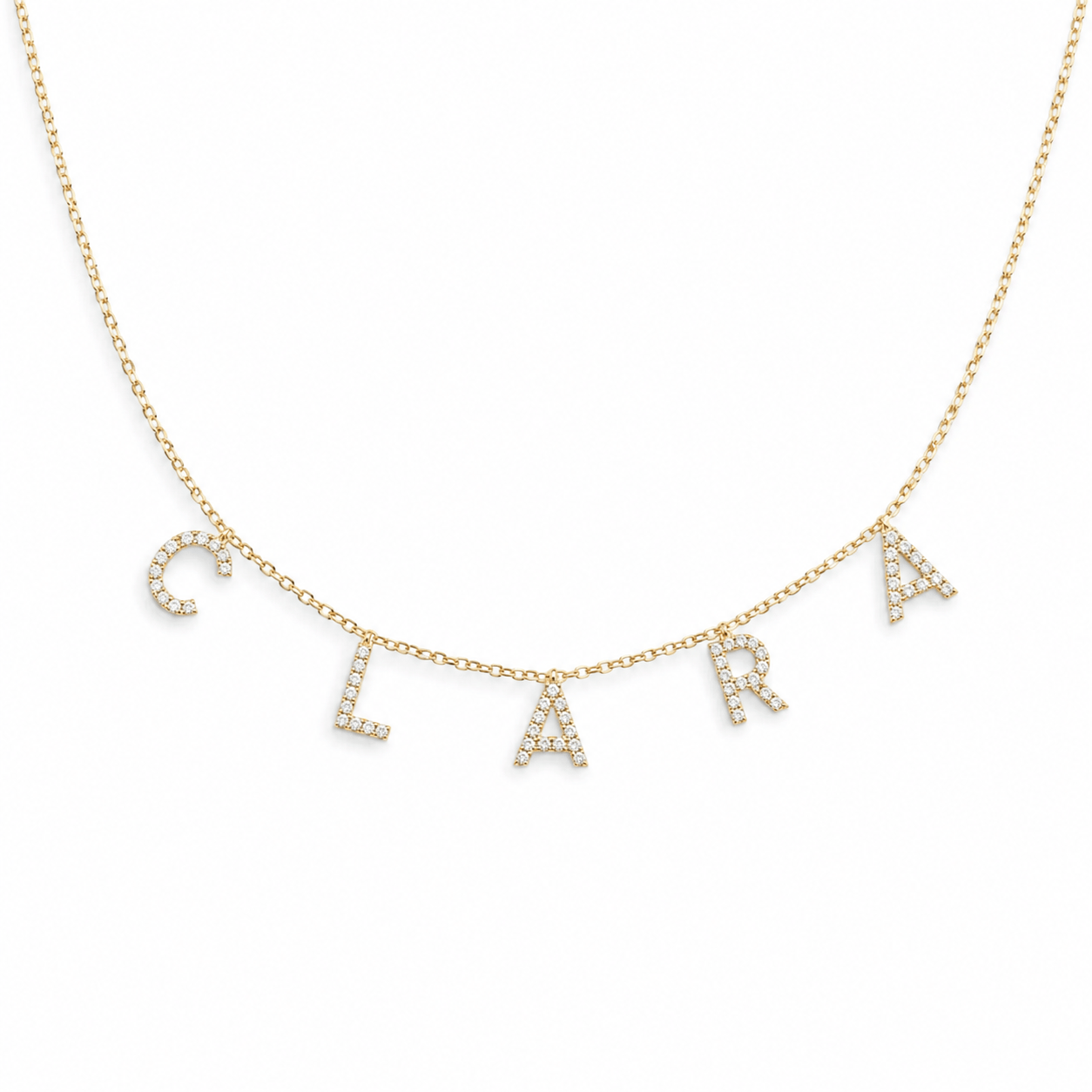 J'ador Paris Gold / 14inch Pavé Custom Name Necklace