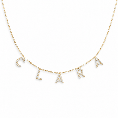 J'ador Paris Gold / 14inch Pavé Custom Name Necklace