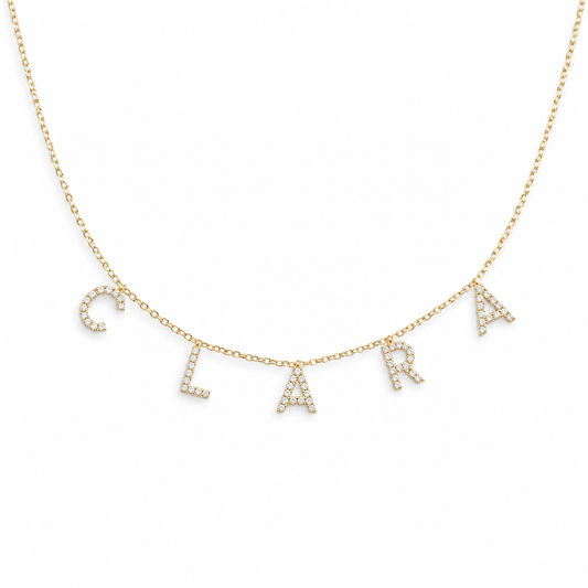 J'ador Paris Gold / 14inch Pavé Custom Name Necklace