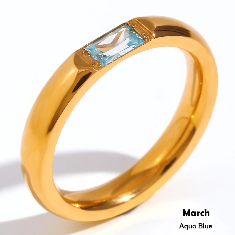 J'ador Paris Rings Aqua Blue / 6 Birthstone Ring