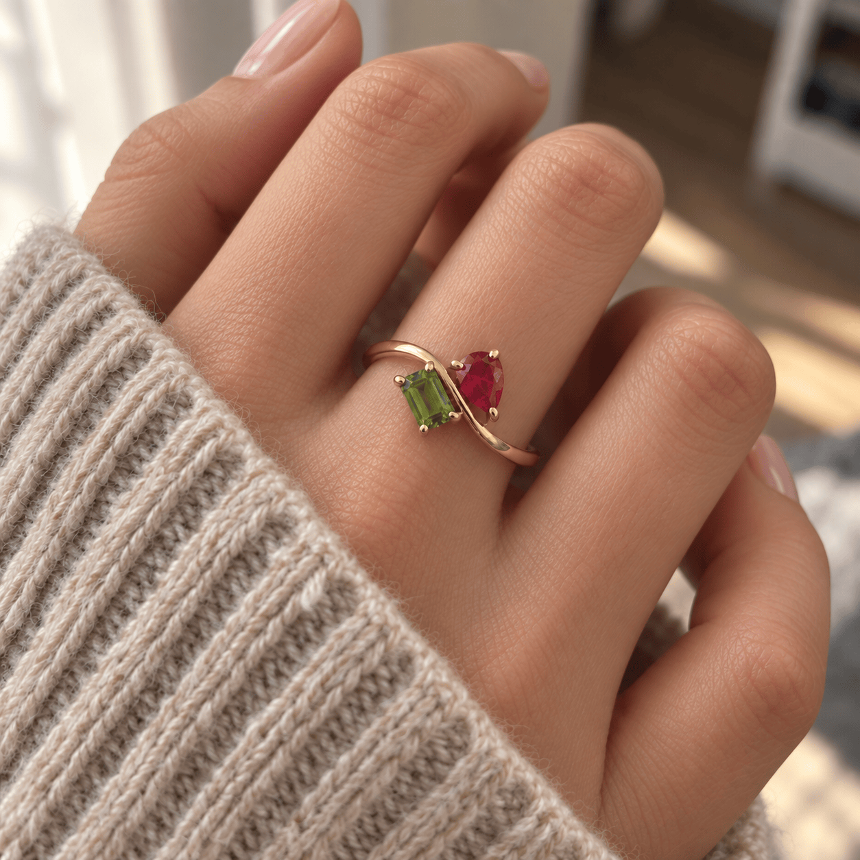 J'ador Paris Rings Duo Birthstone Ring