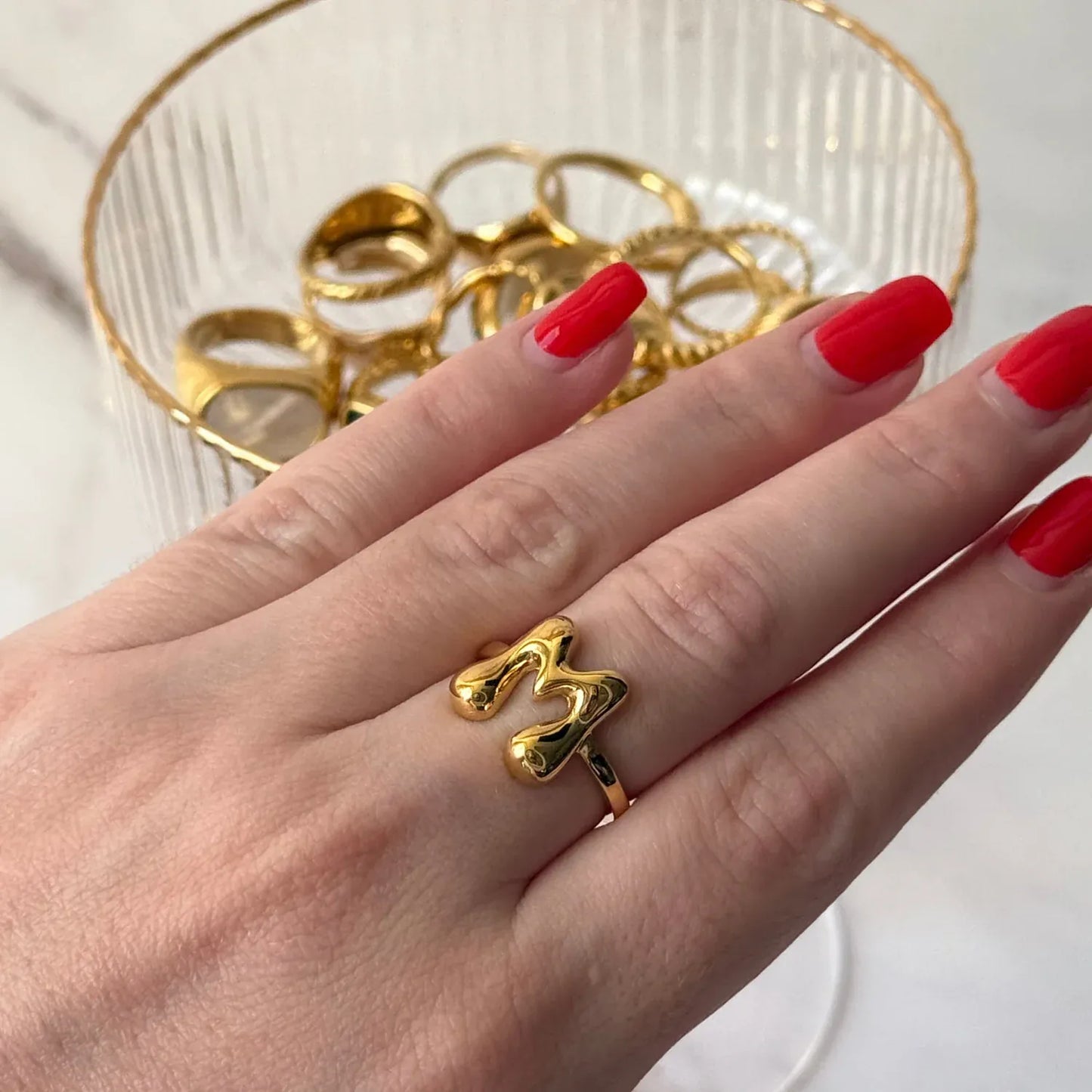 J'ador Paris Rings Initial Chunky Ring