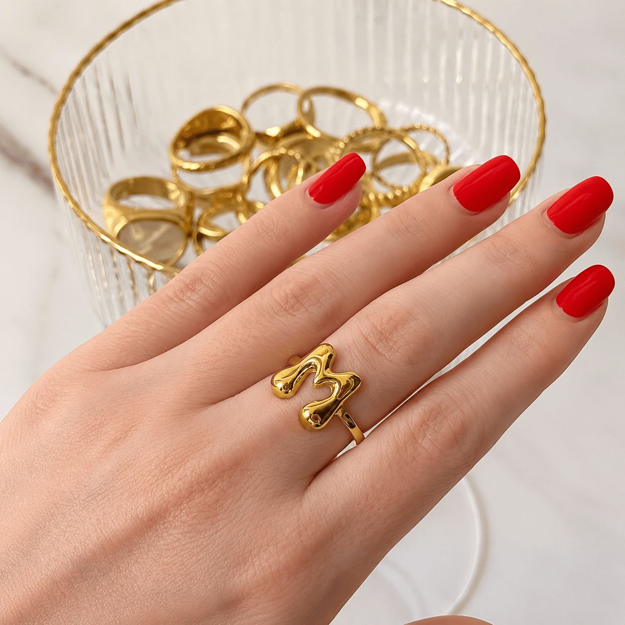 J'ador Paris Rings Initial Chunky Ring