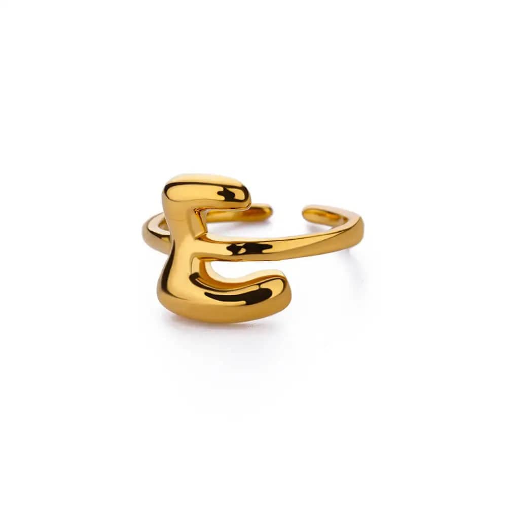 J'ador Paris Rings Gold / E Initial Chunky Ring