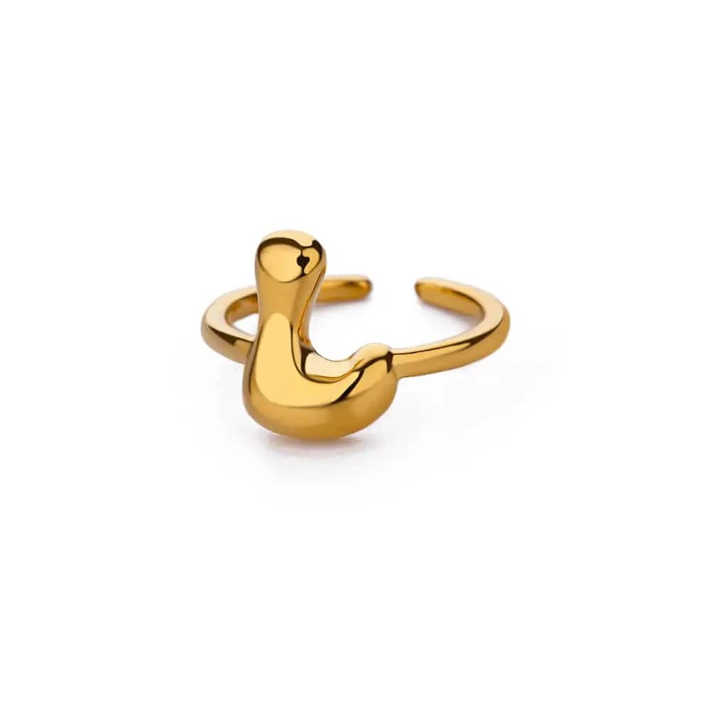 J'ador Paris Rings Gold / L Initial Chunky Ring