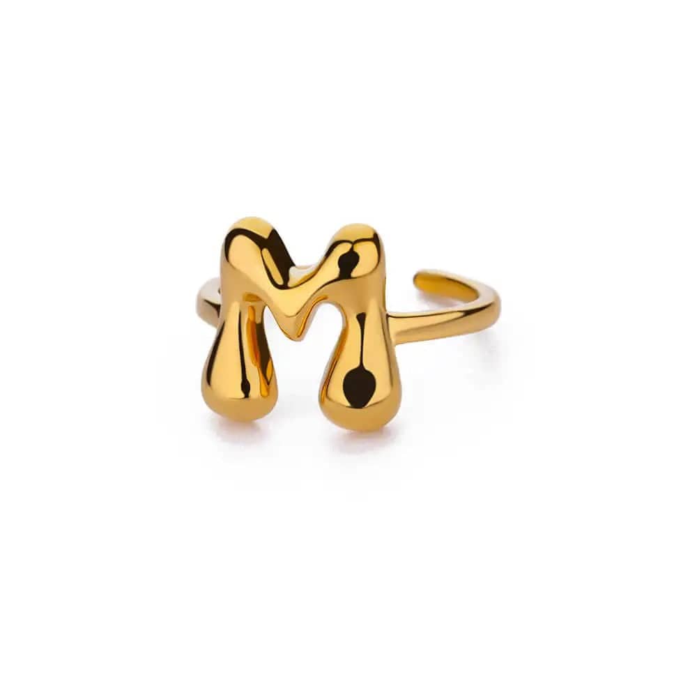 J'ador Paris Rings Gold / M Initial Chunky Ring