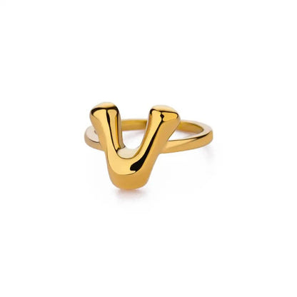 J'ador Paris Rings Gold / V Initial Chunky Ring