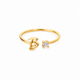 J'ador Paris Rings Gold / B Initial Diamond Ring