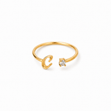 J'ador Paris Rings Gold / C Initial Diamond Ring