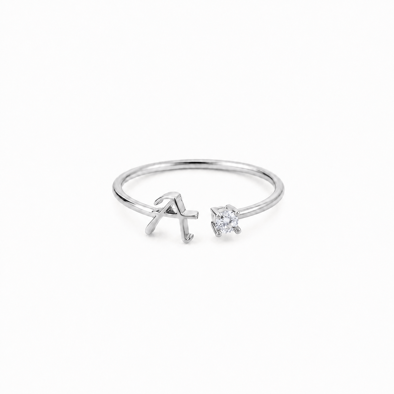 J'ador Paris Rings Silver / A Initial Diamond Ring