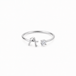 J'ador Paris Rings Silver / A Initial Diamond Ring
