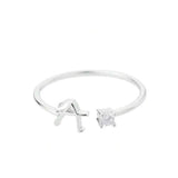 J'ador Paris Rings Silver / A Initial Diamond Ring
