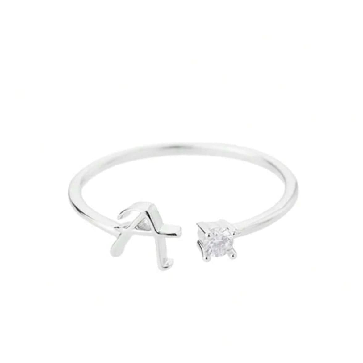 J'ador Paris Rings Silver / A Initial Diamond Ring