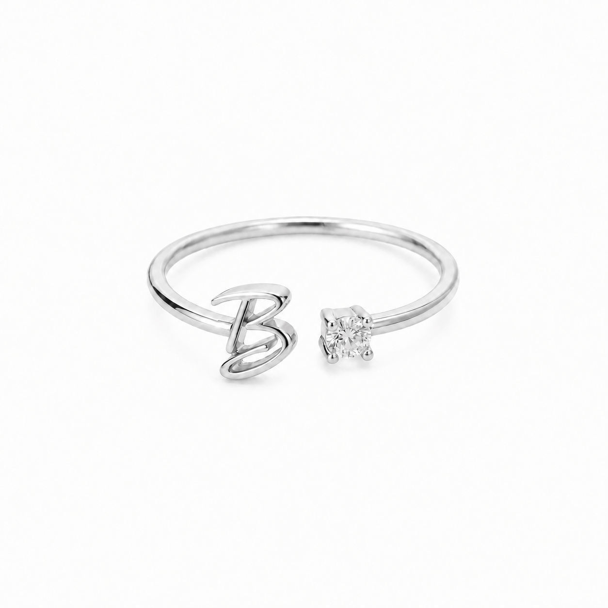 J'ador Paris Rings Silver / B Initial Diamond Ring