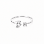 J'ador Paris Rings Silver / B Initial Diamond Ring