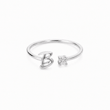 J'ador Paris Rings Silver / B Initial Diamond Ring
