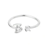 J'ador Paris Rings Silver / B Initial Diamond Ring