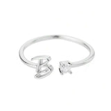 J'ador Paris Rings Silver / B Initial Diamond Ring