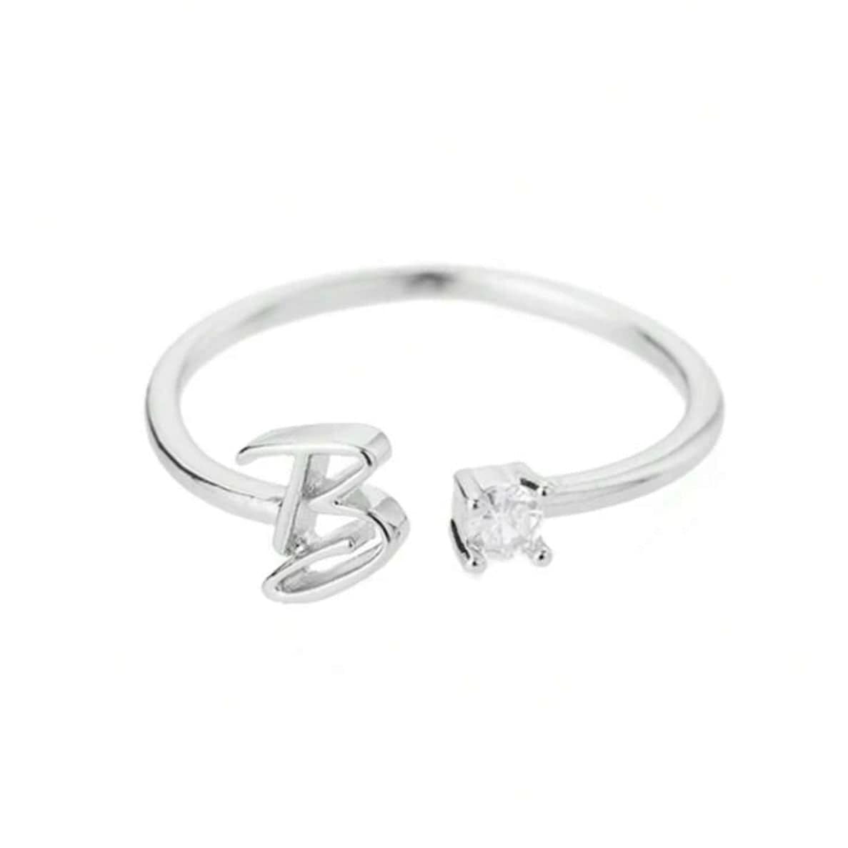 J'ador Paris Rings Silver / B Initial Diamond Ring