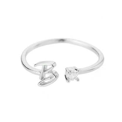 J'ador Paris Rings Silver / B Initial Diamond Ring