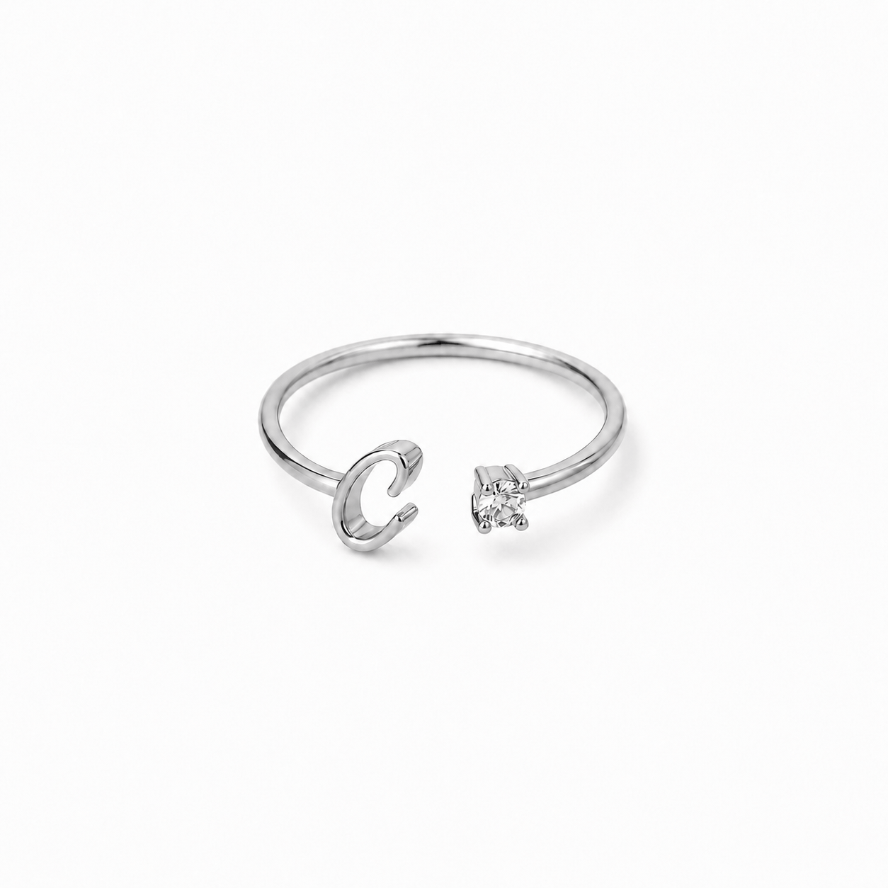 J'ador Paris Rings Silver / C Initial Diamond Ring