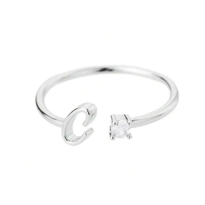 J'ador Paris Rings Silver / C Initial Diamond Ring