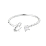 J'ador Paris Rings Silver / E Initial Diamond Ring