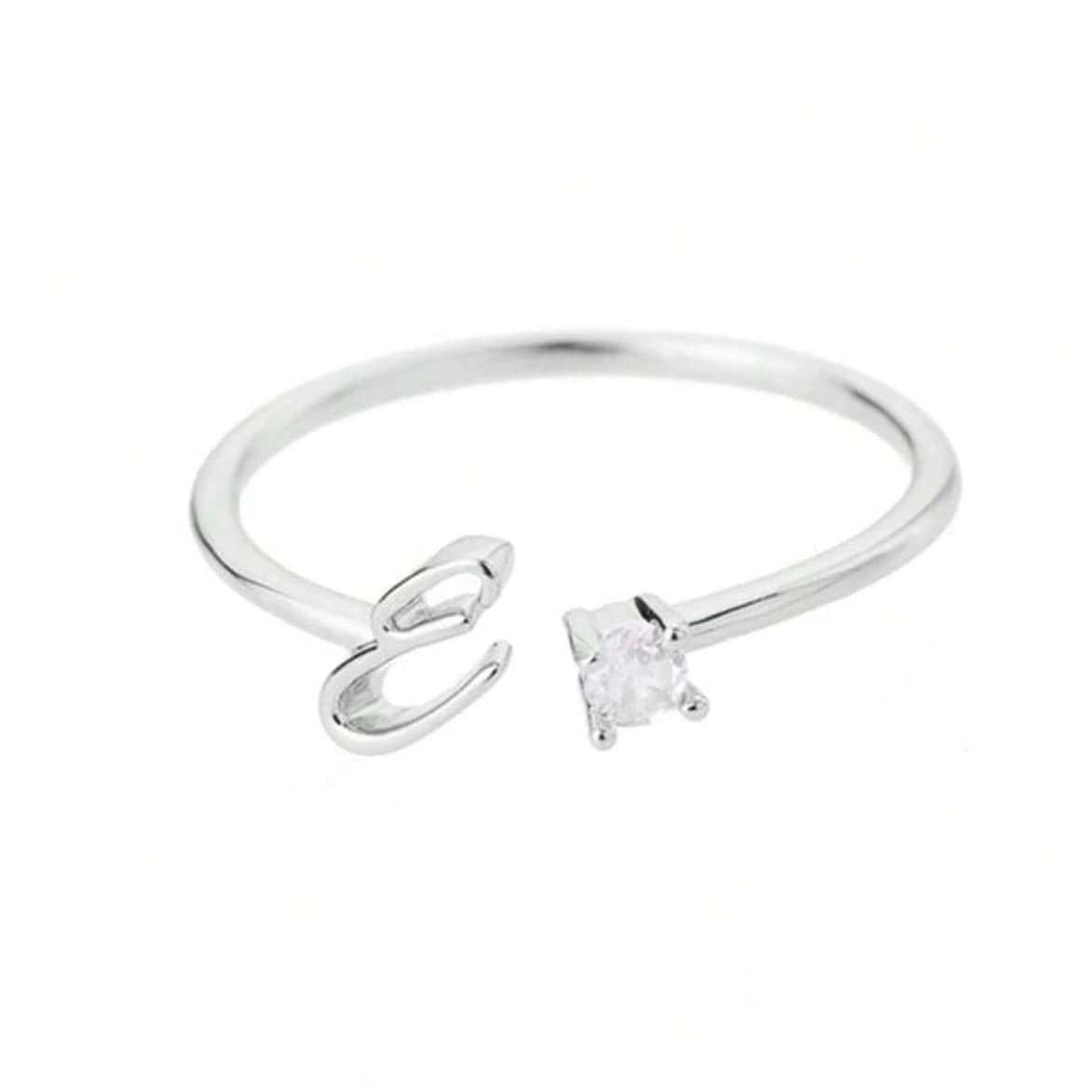 J'ador Paris Rings Silver / E Initial Diamond Ring