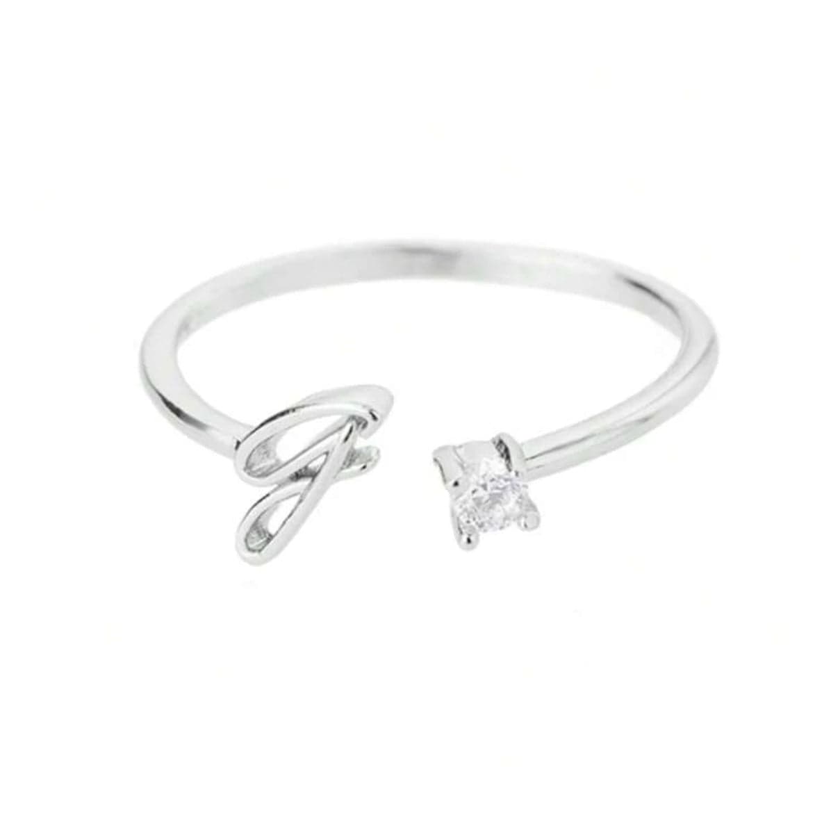 J'ador Paris Rings Silver / J Initial Diamond Ring