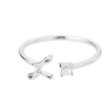 J'ador Paris Rings Silver / L Initial Diamond Ring