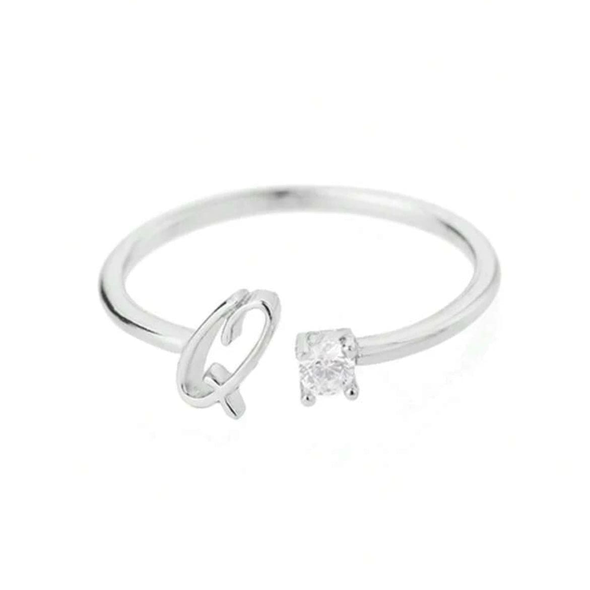 J'ador Paris Rings Silver / Q Initial Diamond Ring