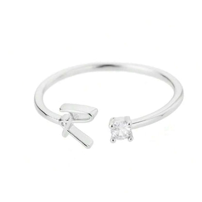 J'ador Paris Rings Silver / R Initial Diamond Ring