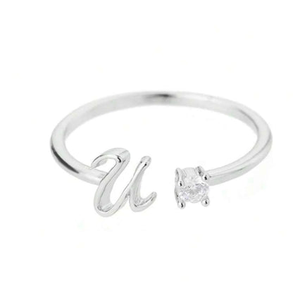 J'ador Paris Rings Silver / U Initial Diamond Ring