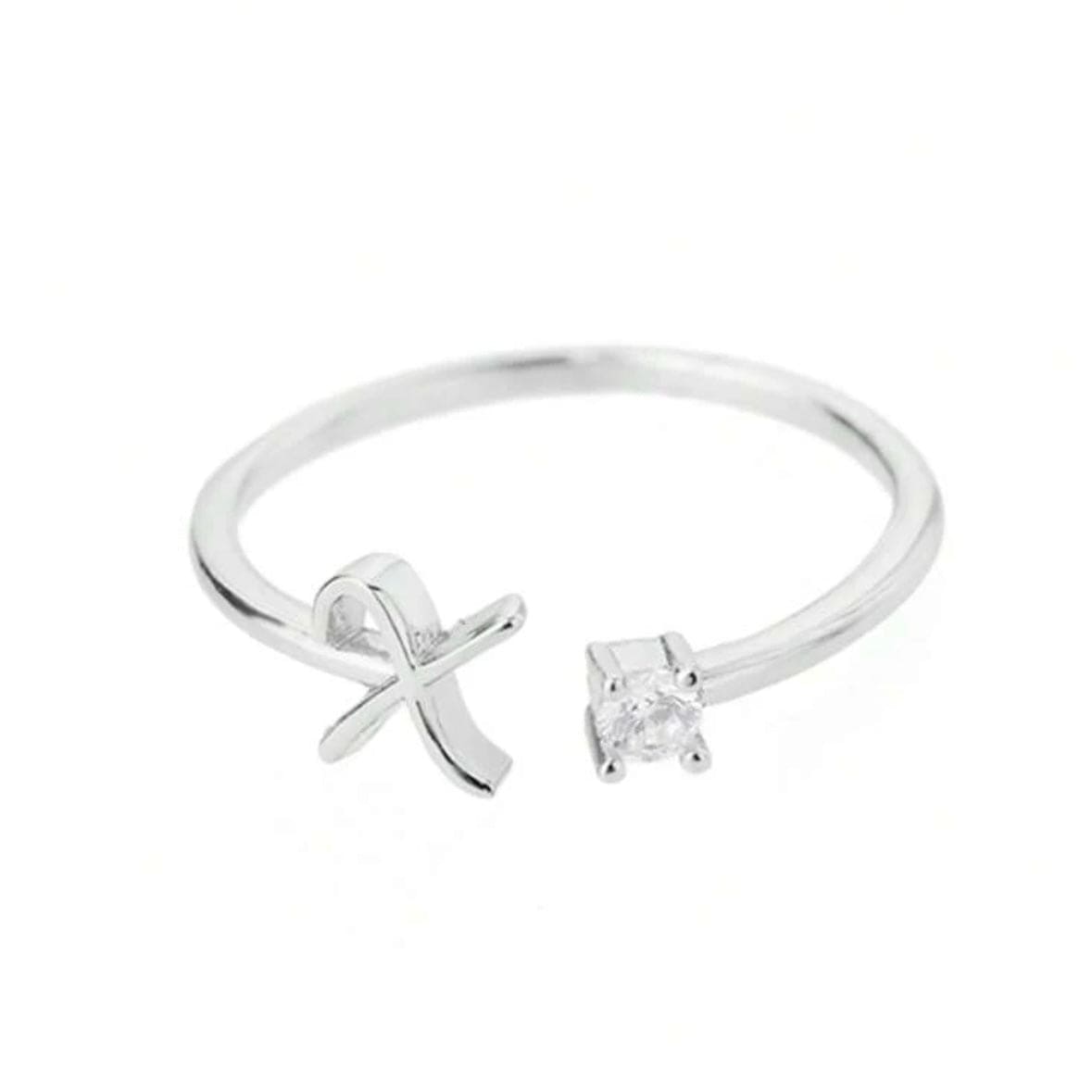 J'ador Paris Rings Silver / X Initial Diamond Ring